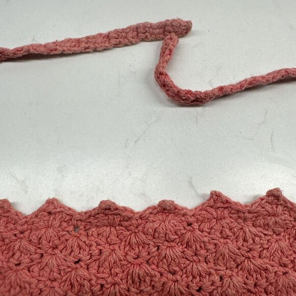 Handmade Crochet Boho Head Scarf Bandana Kerchief Hair Scarf Pink/Salmon - Picture 8 of 13